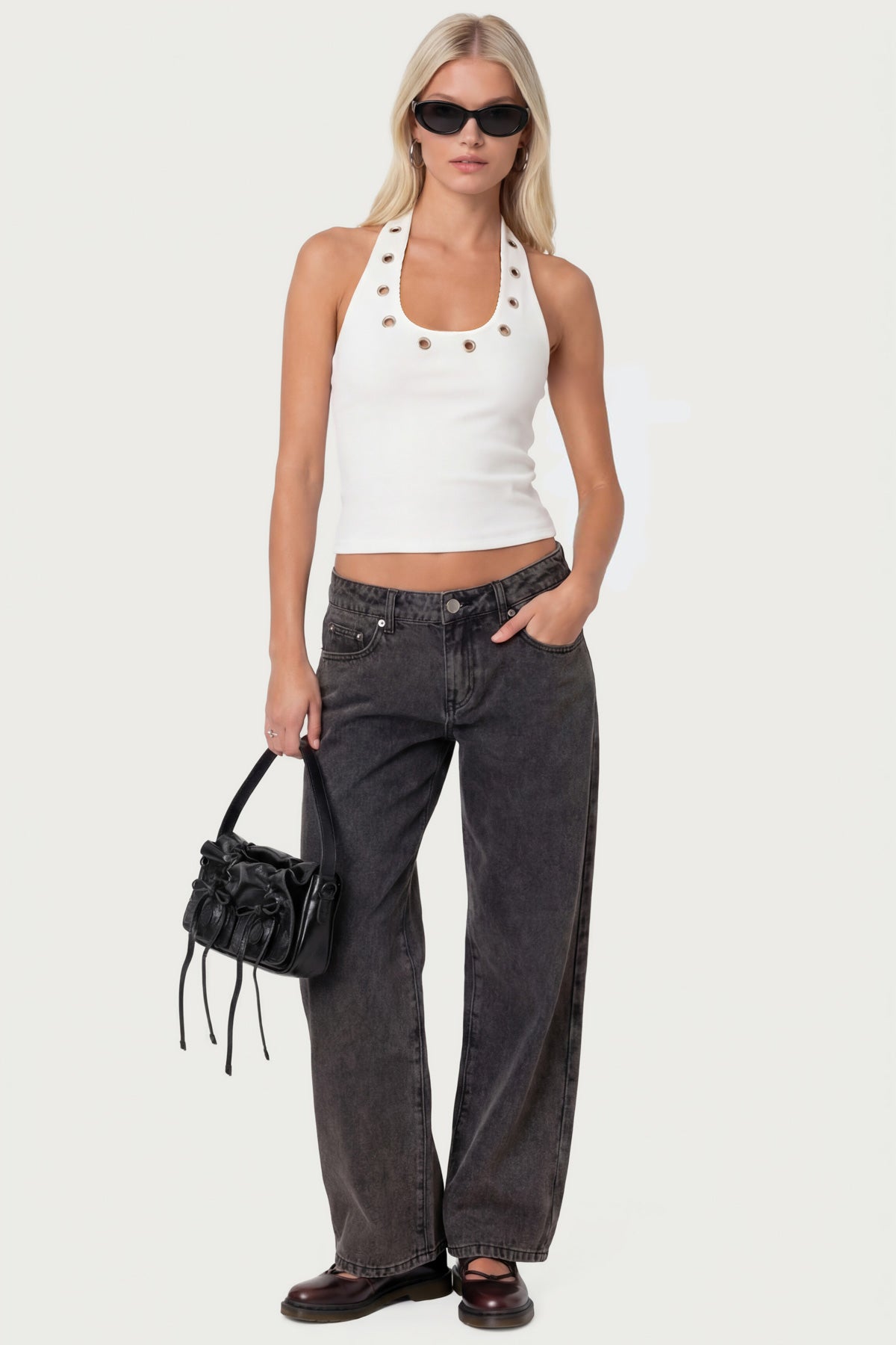 Petite Raelynn Washed Low Rise Baggy Jeans – edikted