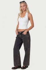 Petite Raelynn Washed Low Rise Baggy Jeans