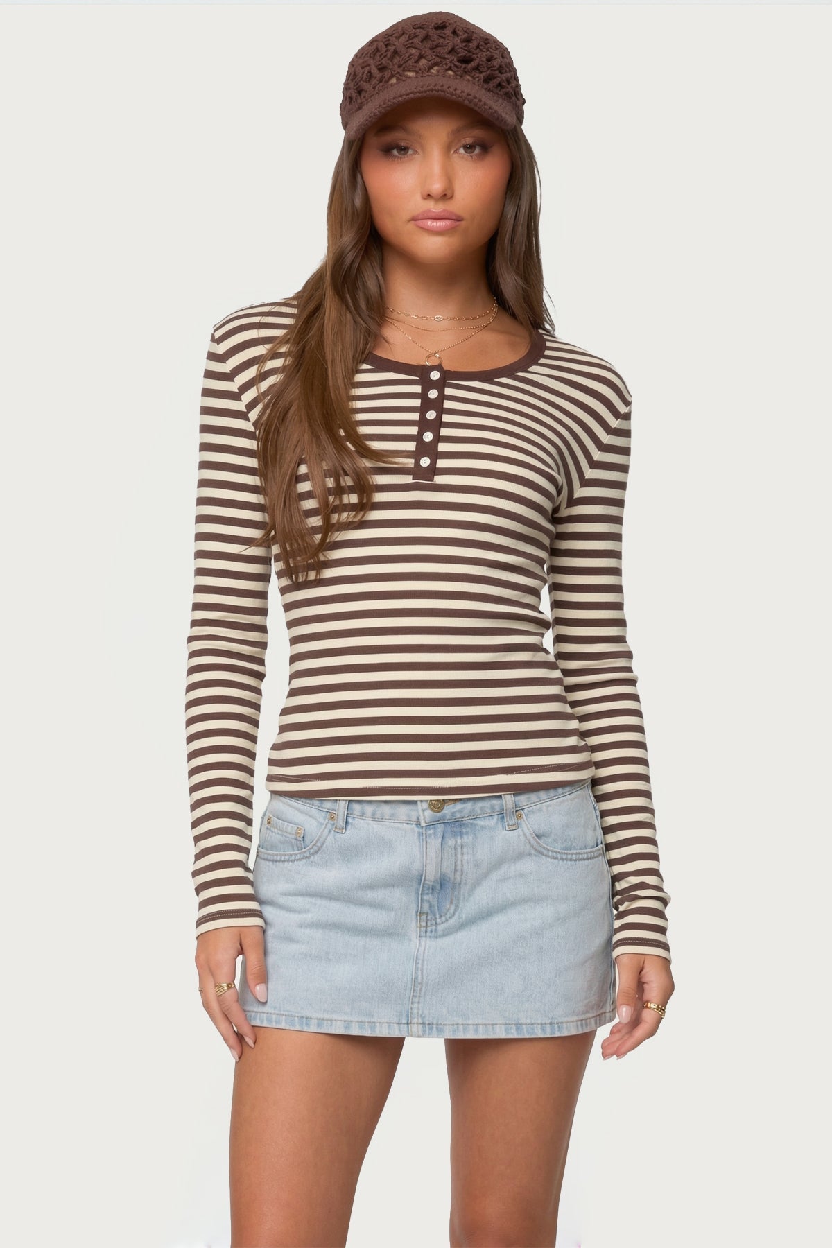 Roma Striped Henley Top