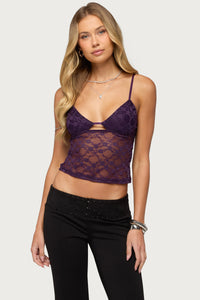 Sheer Lace Cut Out Tank Top
