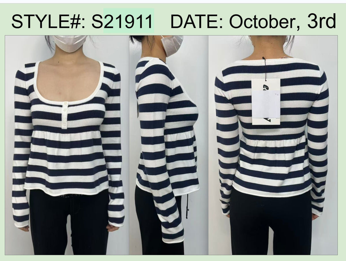 Lockie Striped Knit Babydoll Top