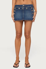 Fridie Buttoned Denim Mini Skort