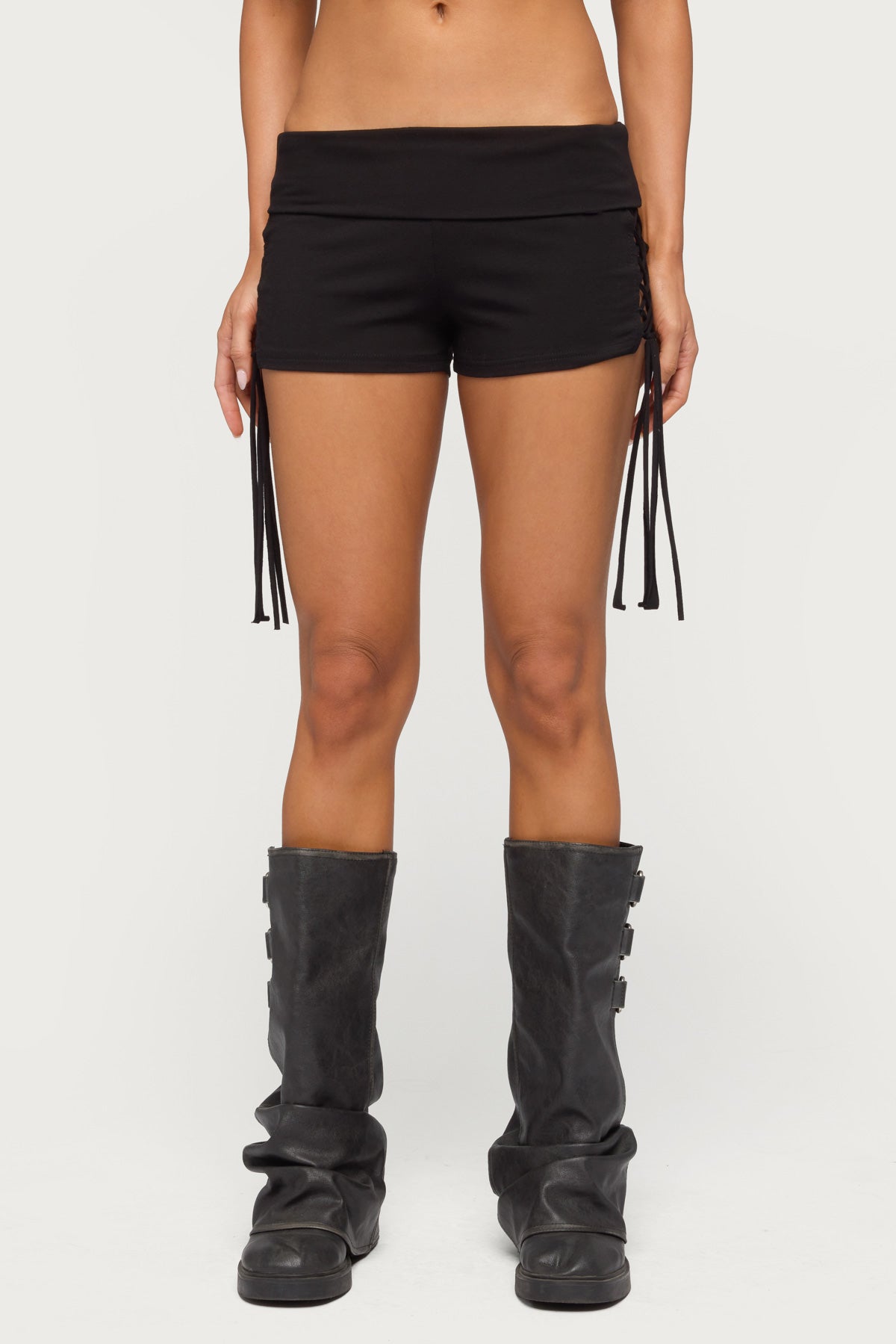Saffyre Lace Up Foldover Shorts – edikted