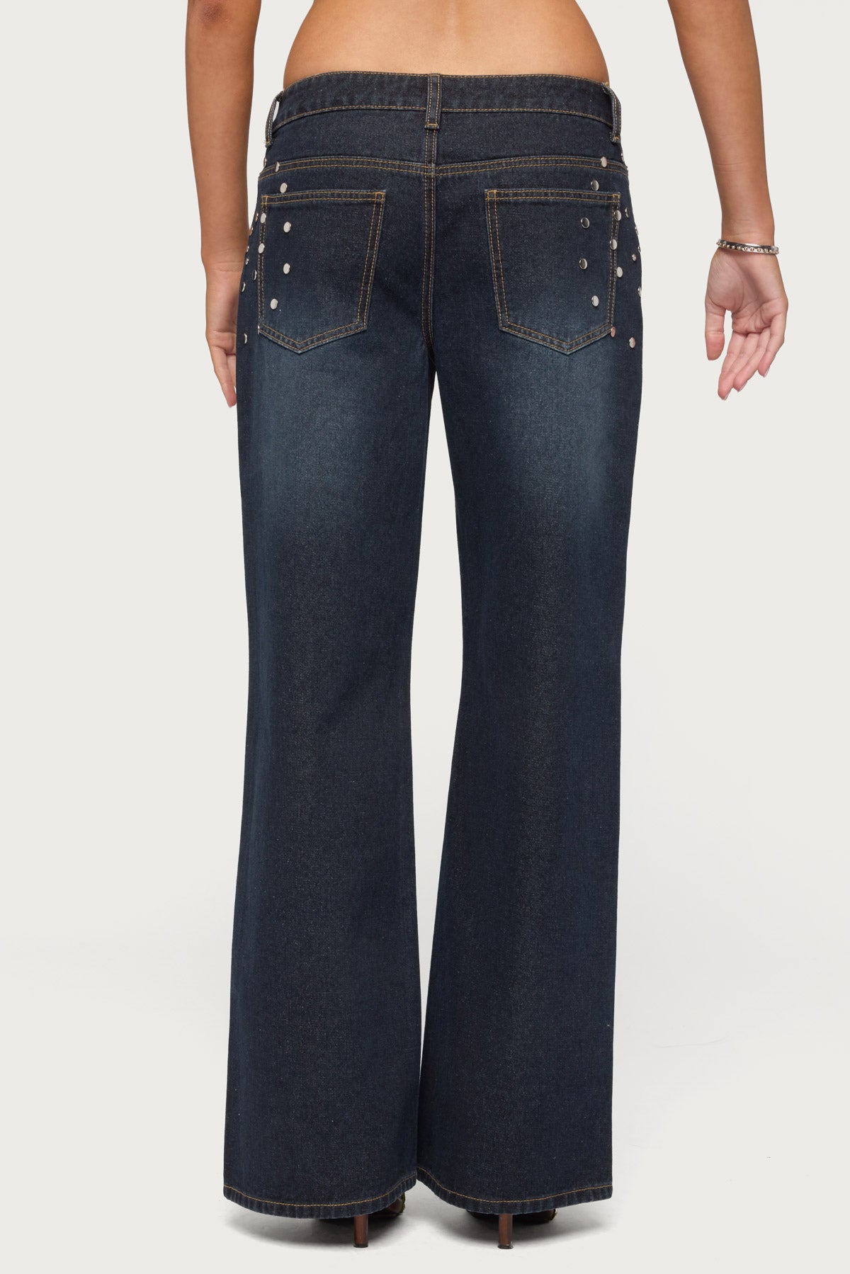 Kianni Studded Spiral Low Rise Baggy Jeans