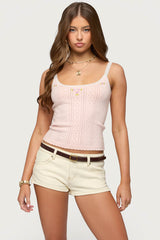 Rosaliee Pointelle Knit Tank Top