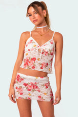 Portofino Printed Sheer Lace Tank Top