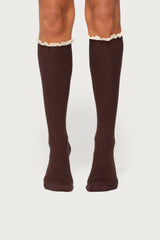 Lacey Ruffle Knee High Socks