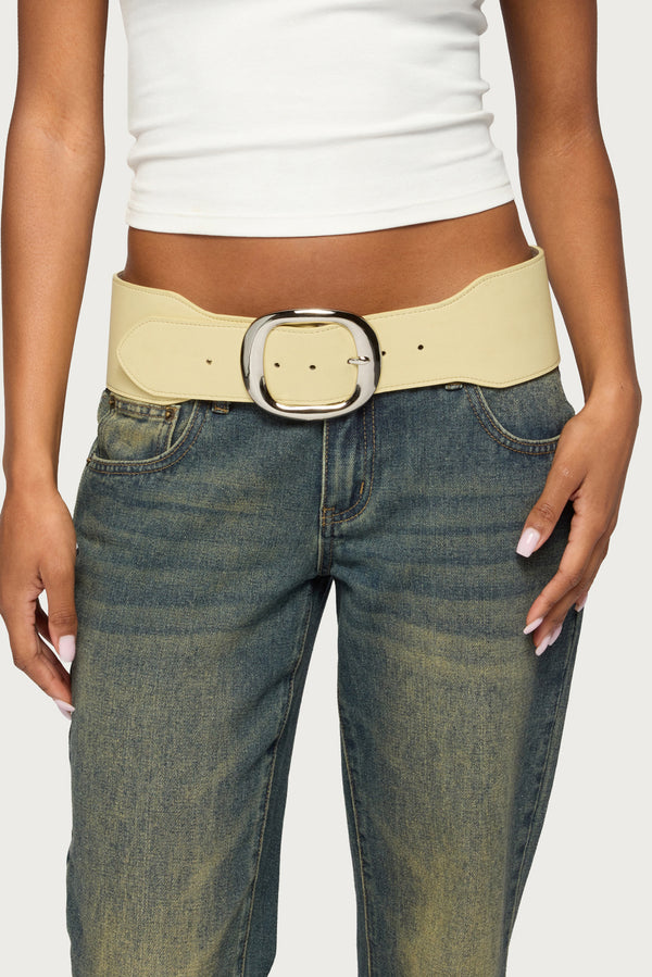 Chunky Faux Leather Belt view 1