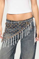 Bead Fringe Waist Scarf