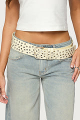 Studded Grommet Faux Leather Belt