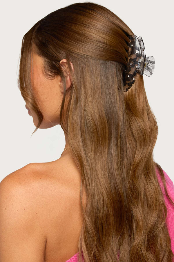 Lace And Rhinestone Claw Clip