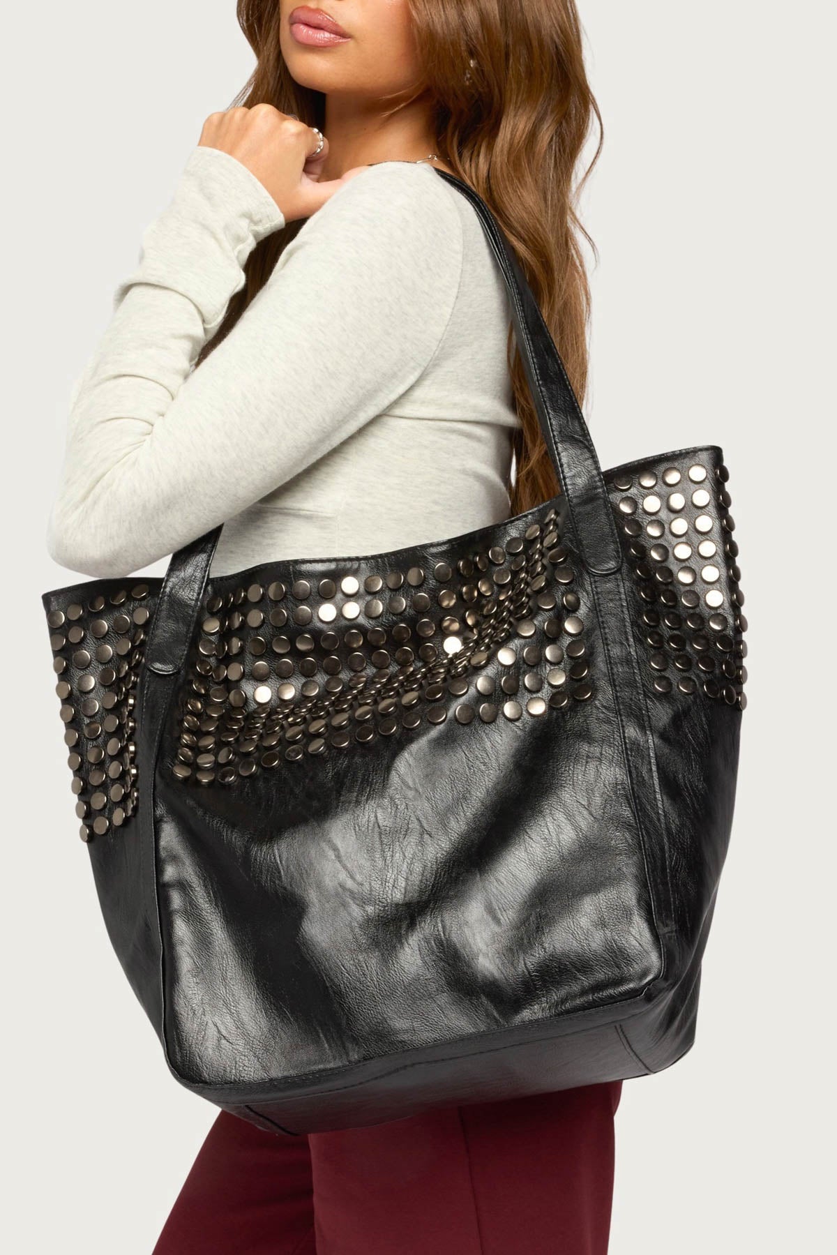 Faux Leather Studded Bag