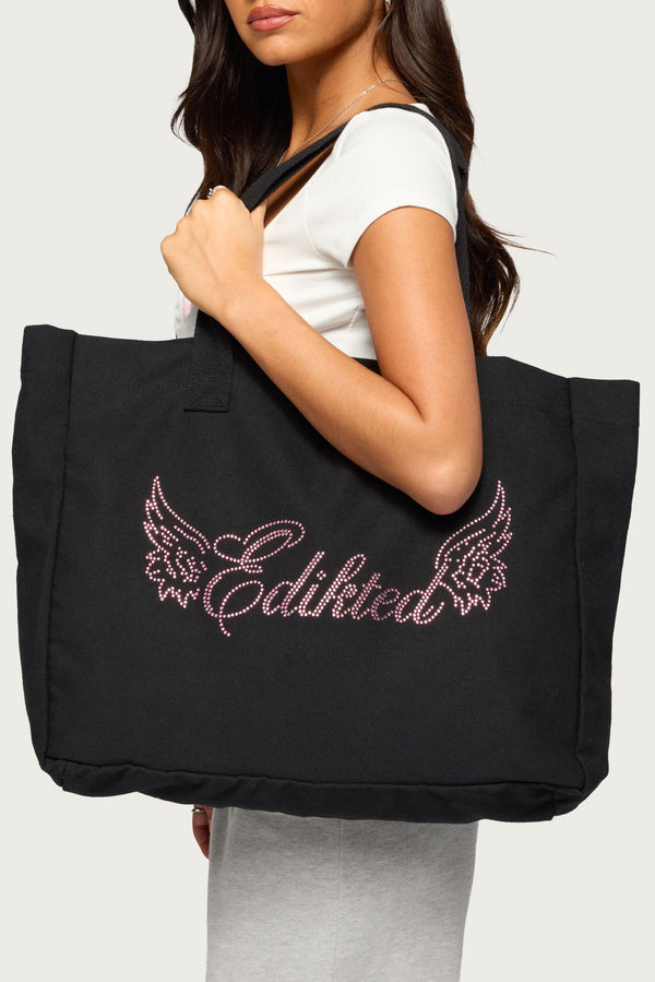 Rhinestone Angel Tote Bag view 1