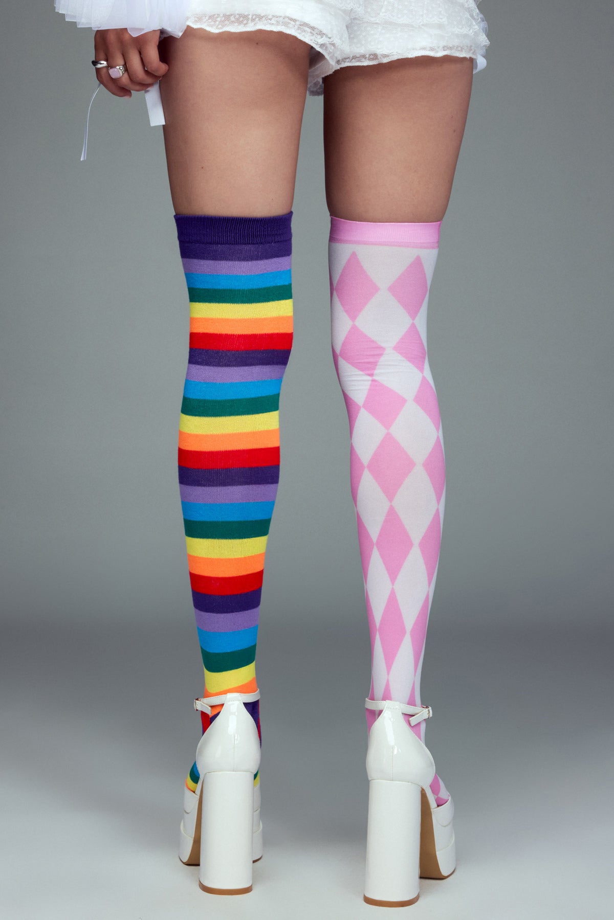 Argyle And Striped Mismatching Socks