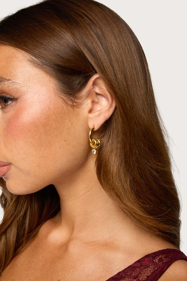 Rhinestone Stacked Hoop Earrings view 1