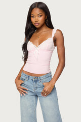 Troya Contrast Lacey Top