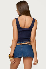 Embroidered Cotton Button Up Top