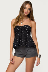 Izzey Polka Dot Strapless Babydoll Top