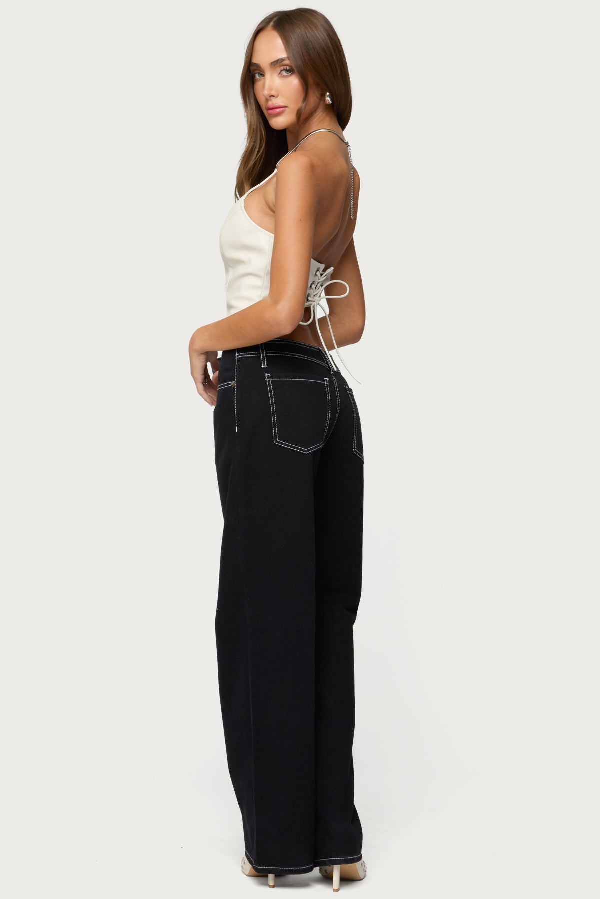 Kizzie Faux Leather Halter Top – edikted