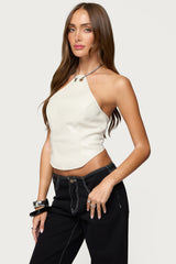 Kizzie Faux Leather Halter Top