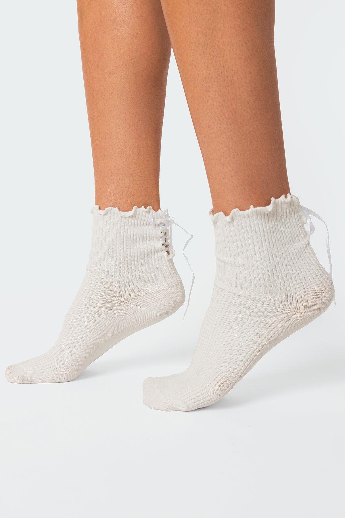 Lace Up Frilled Socks