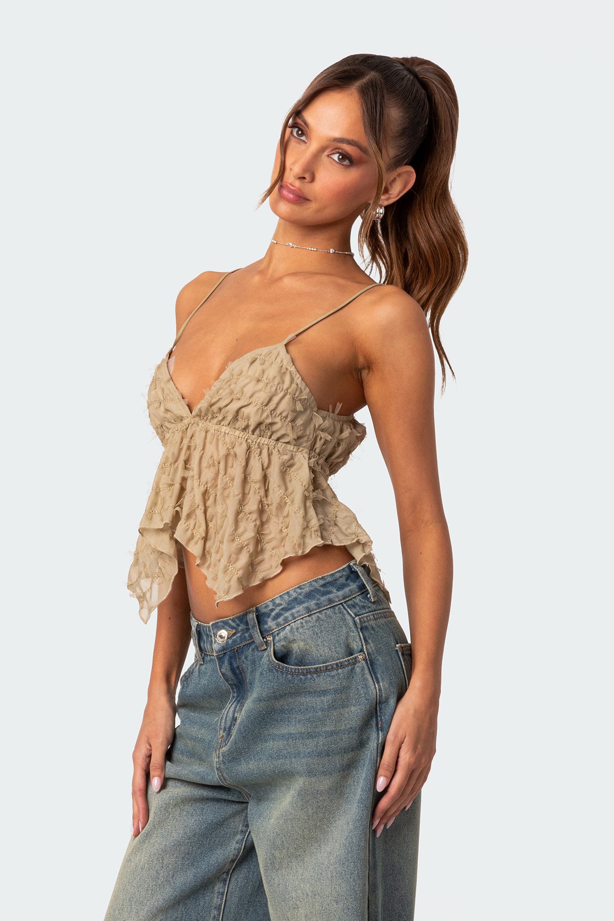 Flutter Frilled Tie Back Top