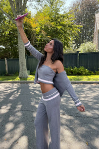 Kaliya Stripey Knit Zip Up Hoodie