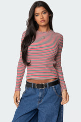 Corina Ribbed Stripey Long Sleeve T Shirt