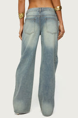 Raelynn Washed Low Rise Baggy Jeans