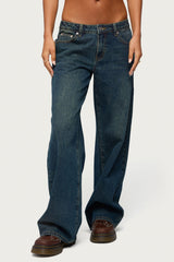 Raelynn Washed Low Rise Baggy Jeans
