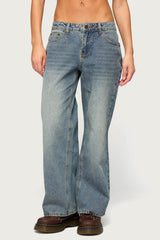 Petite Raelynn Washed Low Rise Baggy Jeans