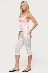 Blanca Satin Effect Lace Trim Tank Top