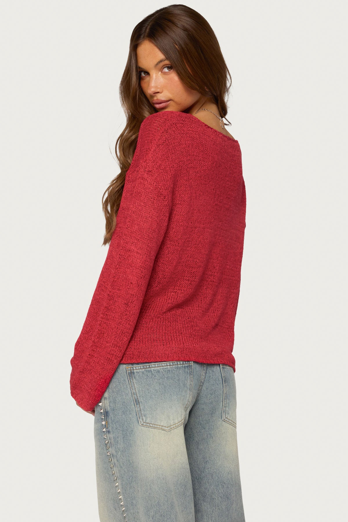Drop Shoulder Light Knit Sweater