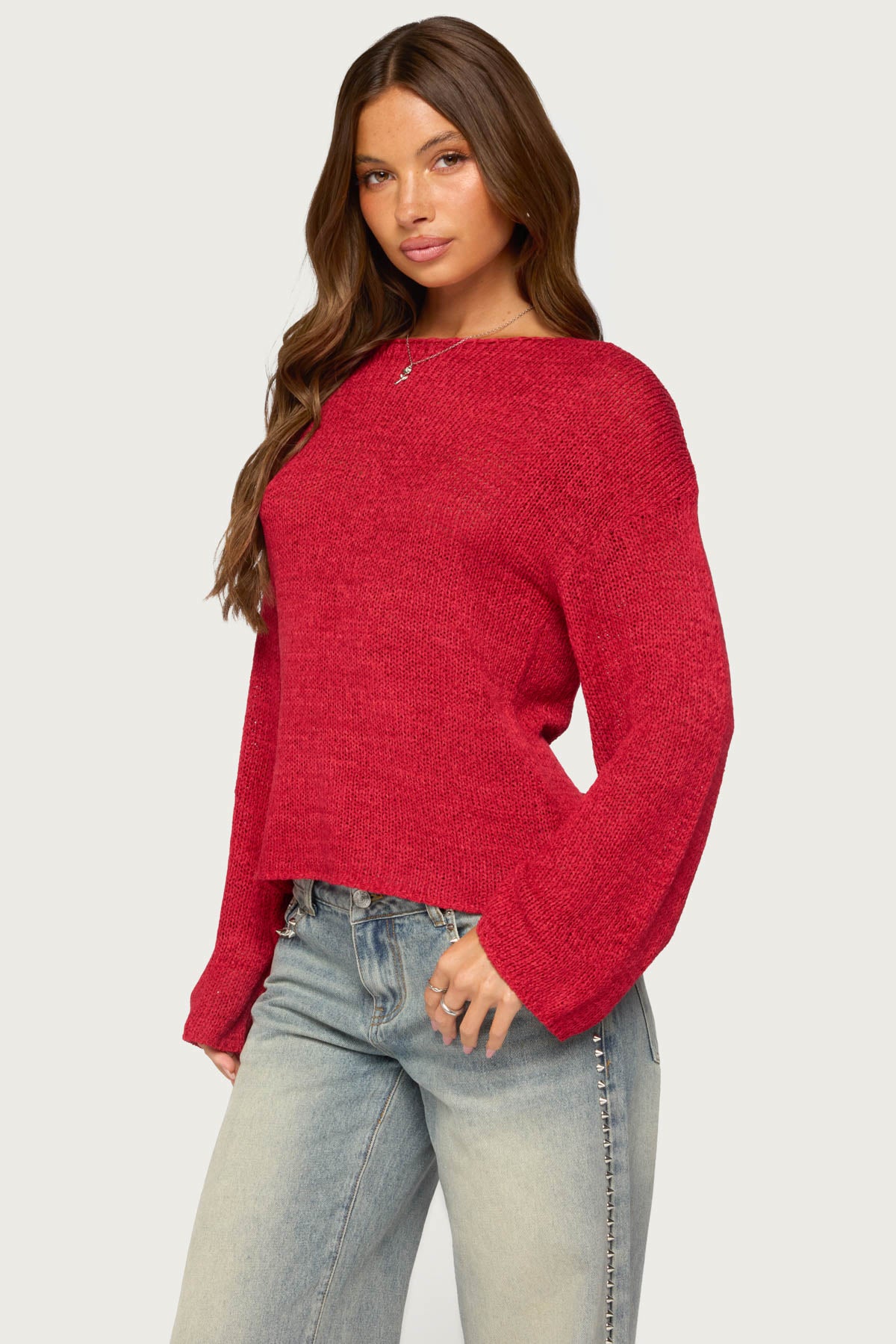 Drop Shoulder Light Knit Sweater