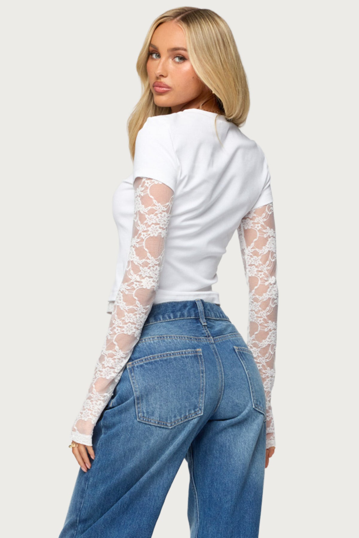 Layered Lace Sleeve Top