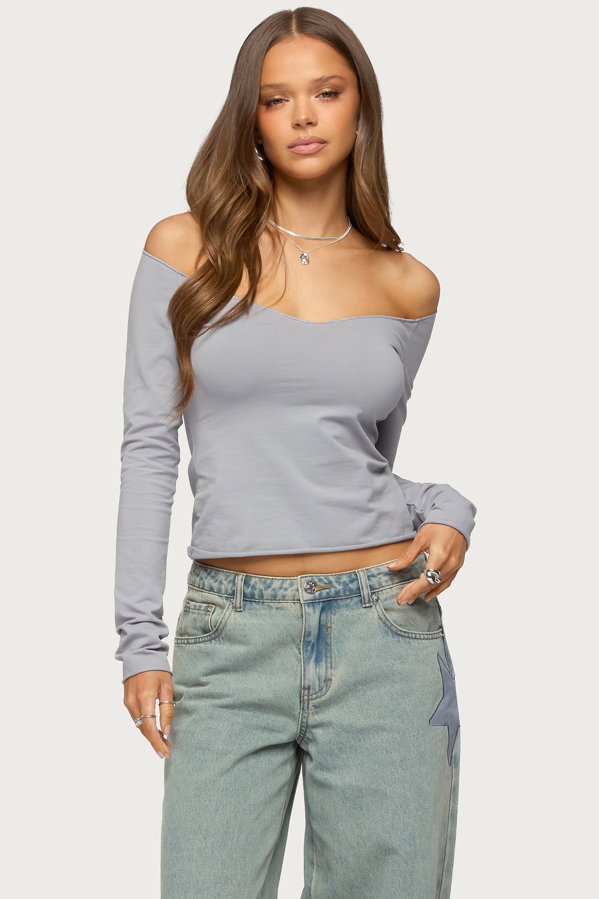Nattie Off Shoulder V Neck Top
