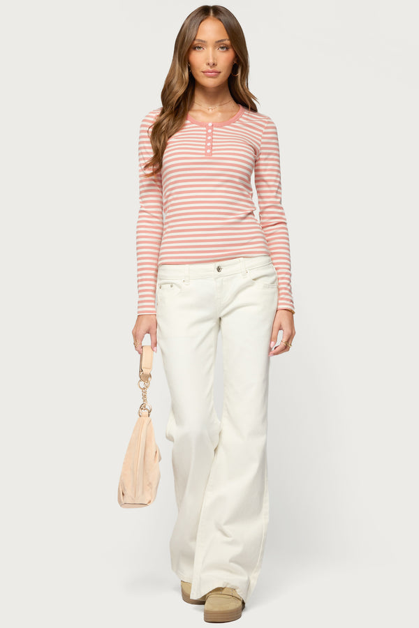 Roma Striped Henley Top view 2