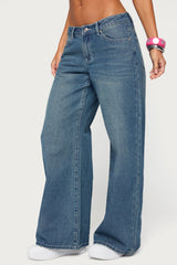 Contrast Stitch Low Rise Baggy Jeans