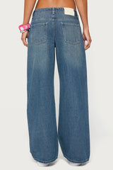Contrast Stitch Low Rise Baggy Jeans