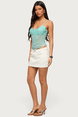 Azelia Beaded Sheer Mesh Top