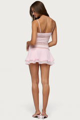 Marcia Chiffon Lacey Mini Dress
