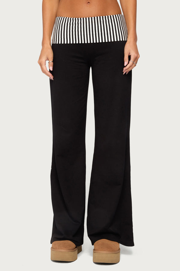 Meshey Striped Foldover Pants