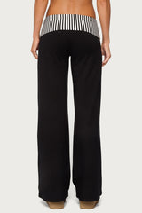 Meshey Striped Foldover Pants
