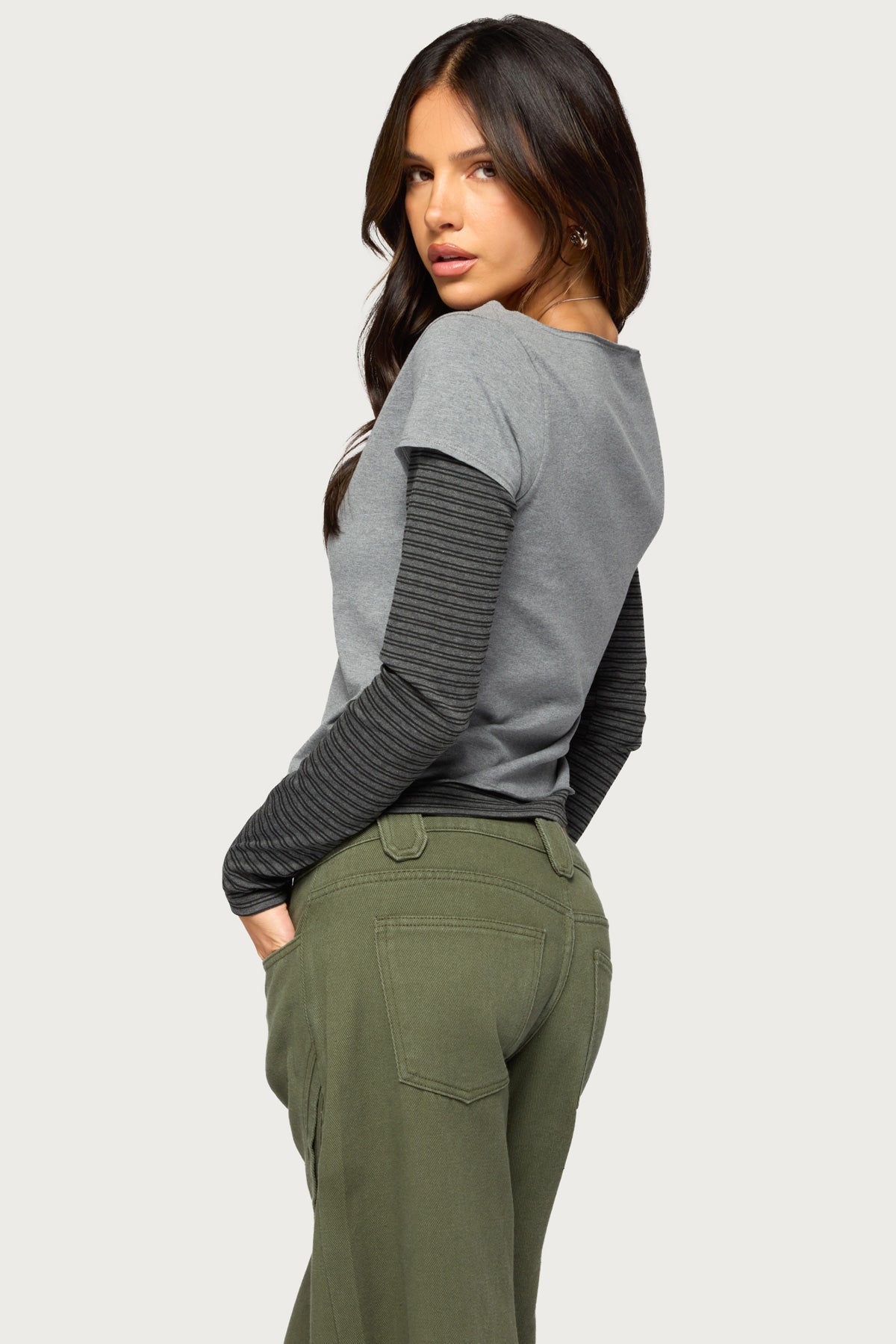 Layered Stripey Long Sleeve T Shirt