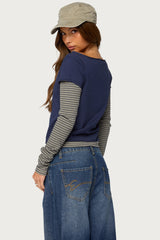 Layered Stripey Long Sleeve T Shirt