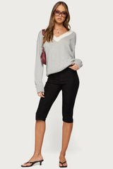 Marie Contrast Lacey V Neck Sweater
