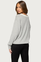 Marie Contrast Lacey V Neck Sweater