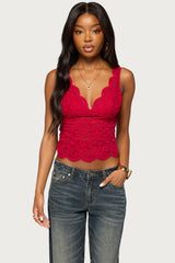 Araura Lace Velvet Floral Top