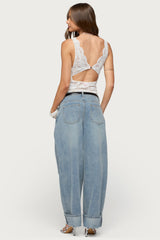Araura Lace Velvet Floral Top