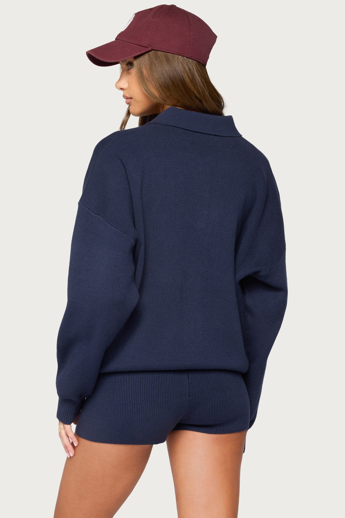 Lorie Oversized Knit Polo Sweater